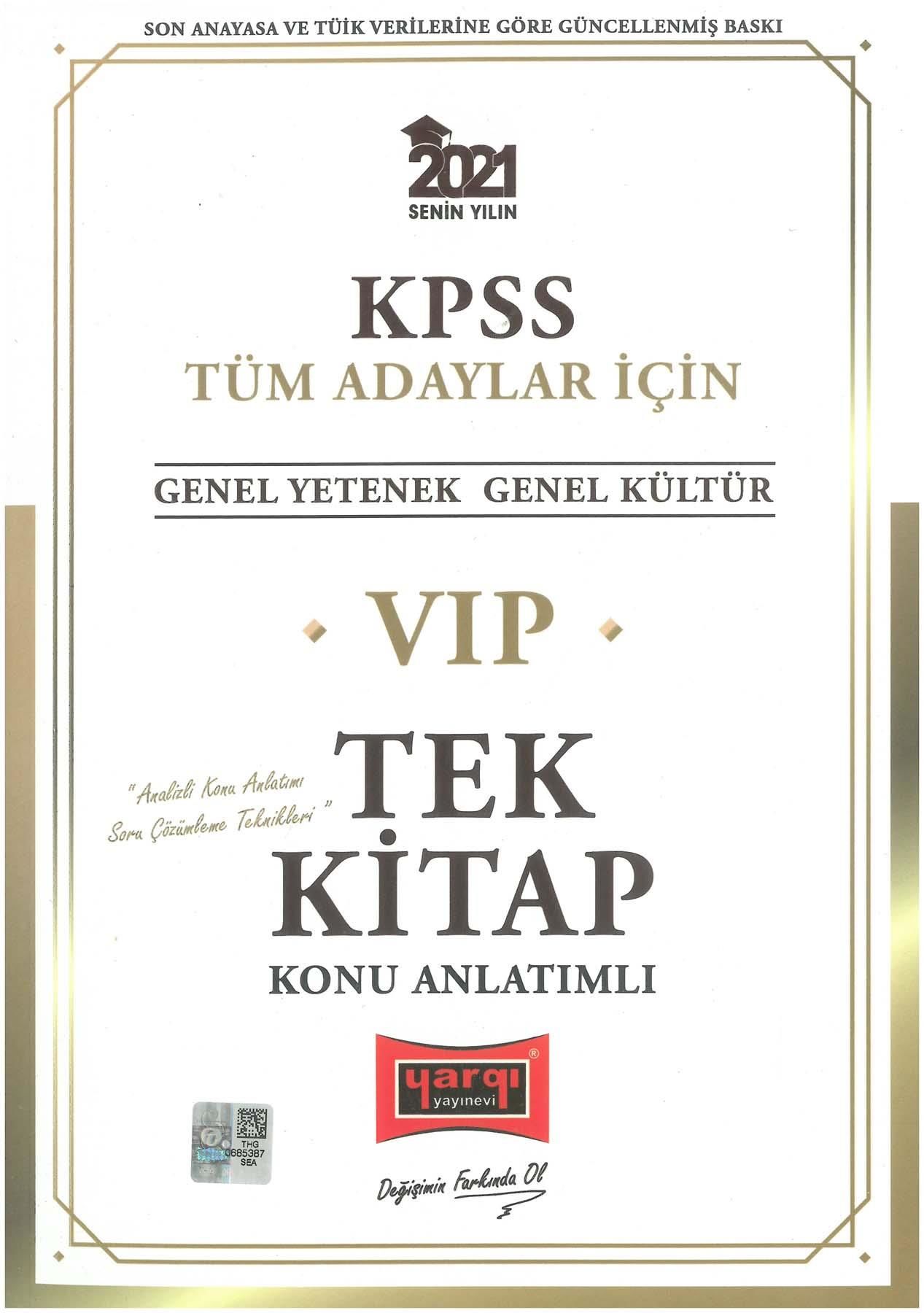 Yargı 2021 KPSS VIP Tüm Adaylar İçin GY-GK Konu Anlatımlı Tek Kitap