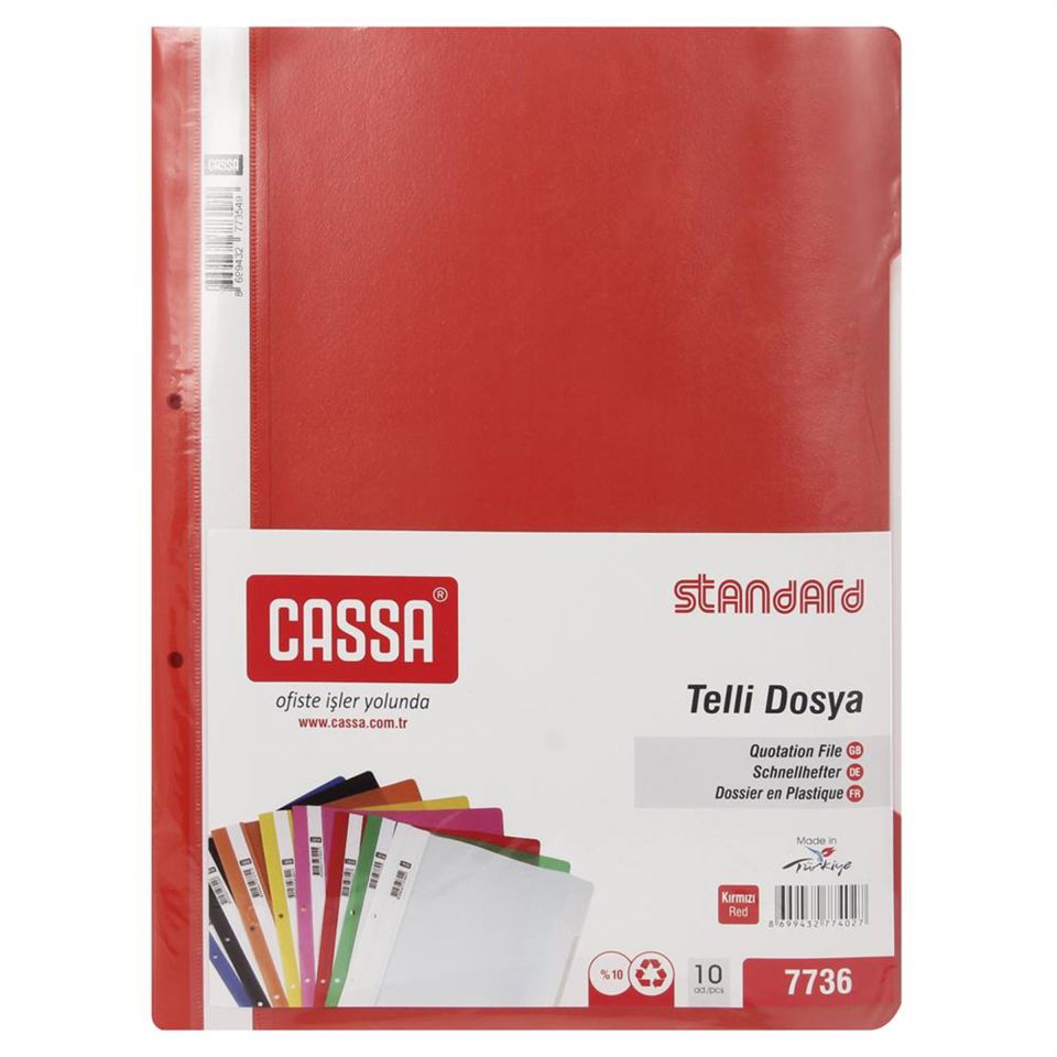 Cassa 7730 Kırmızı Telli Dosya (1 Adet)