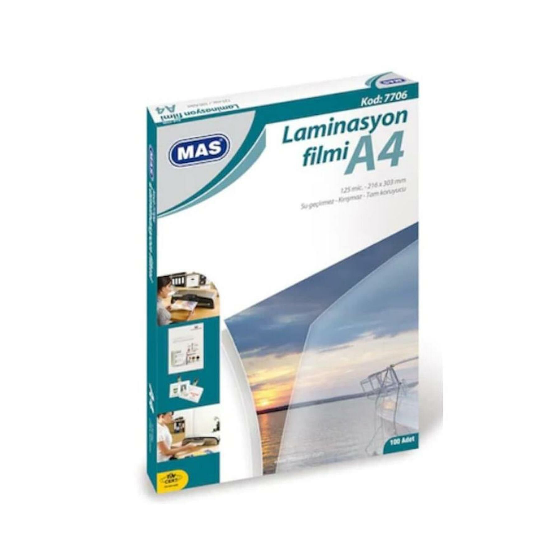 Mas A4 Laminasyon 125 Micron 100lü 7706 (1 adet)