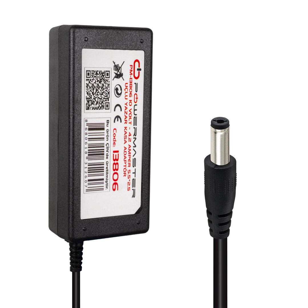 POWERMASTER PM-13806 10 VOLT - 4.2 AMPER 5.5*2.5 UÇLU YAZAR KASA ADAPTÖR