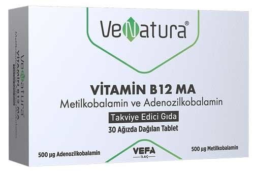 Venatura Vitamin B12 Ma Metilkobalamin ve Adenozilkobalamin 30 Tablet