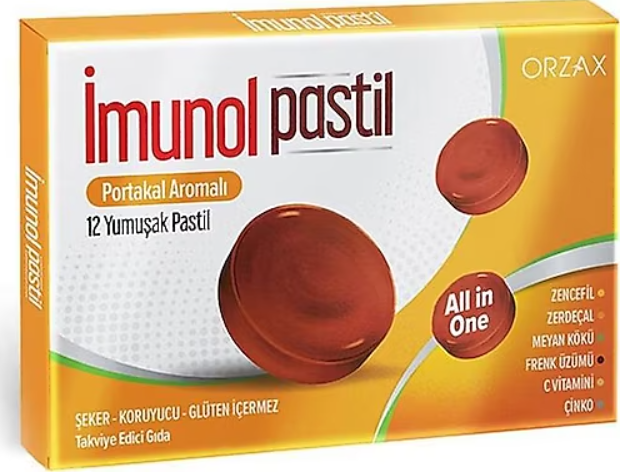 İmunol Portakal Aromalı Pastil 12li