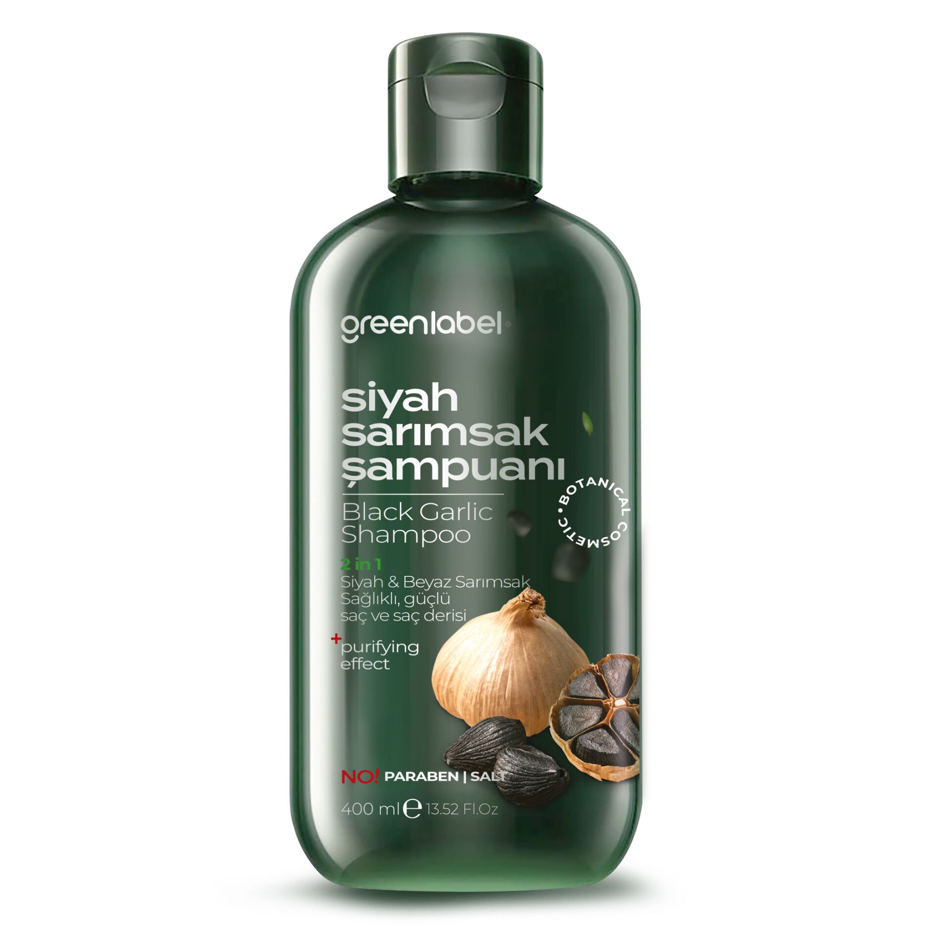 Greenlabel 2 in 1 Beyaz & Siyah Sarımsak Şampuanı 400 ml.