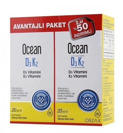 Ocean D3K2 Damla 20 ml x 2 Adet Avantajlı Paket