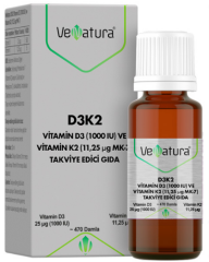 VeNatura Vitamin D3 Ve Menaquinon 7 (11,25 mcg) Takviye Edici Gıda 20 ml