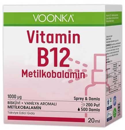 Voonka Vitamin B12 Oral Sprey ve Damla 20ml