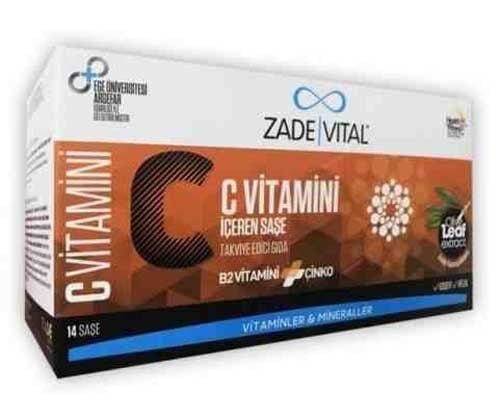 Zade Vital C Vitamini + B2 Vitamin + Çinko + Zeytin Yaprağı Ekstresi İçeren 14 Saşe