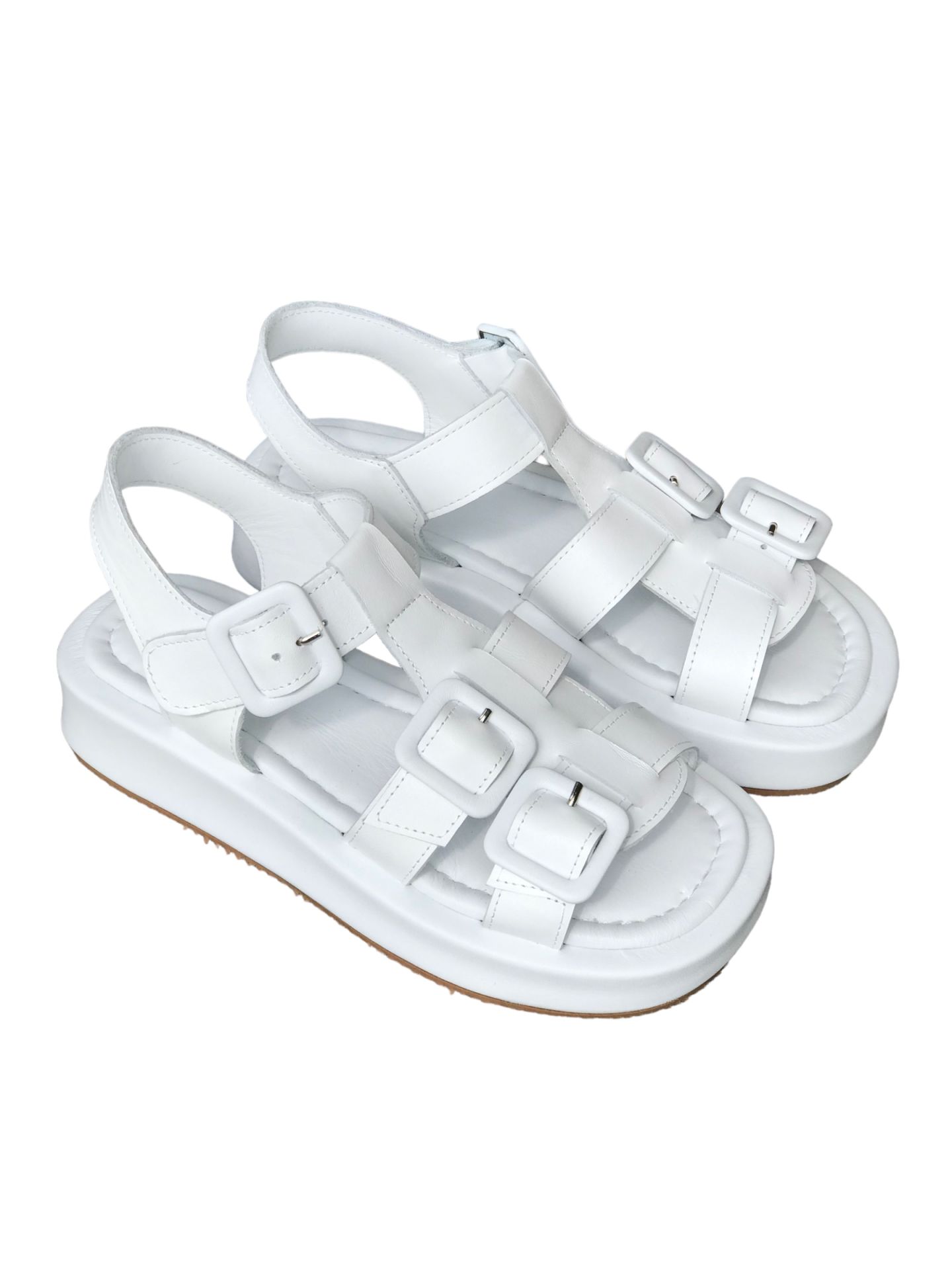 Beyaz Deri Sandalet
