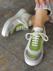 Beyaz&Metallik Yeşil Sneaker