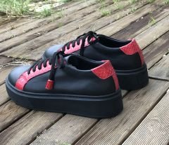 Siyah & Kırmızı Python Sneaker