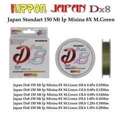 Japan Dx8 Braid 150 Mt İp Misina 8X M.Green