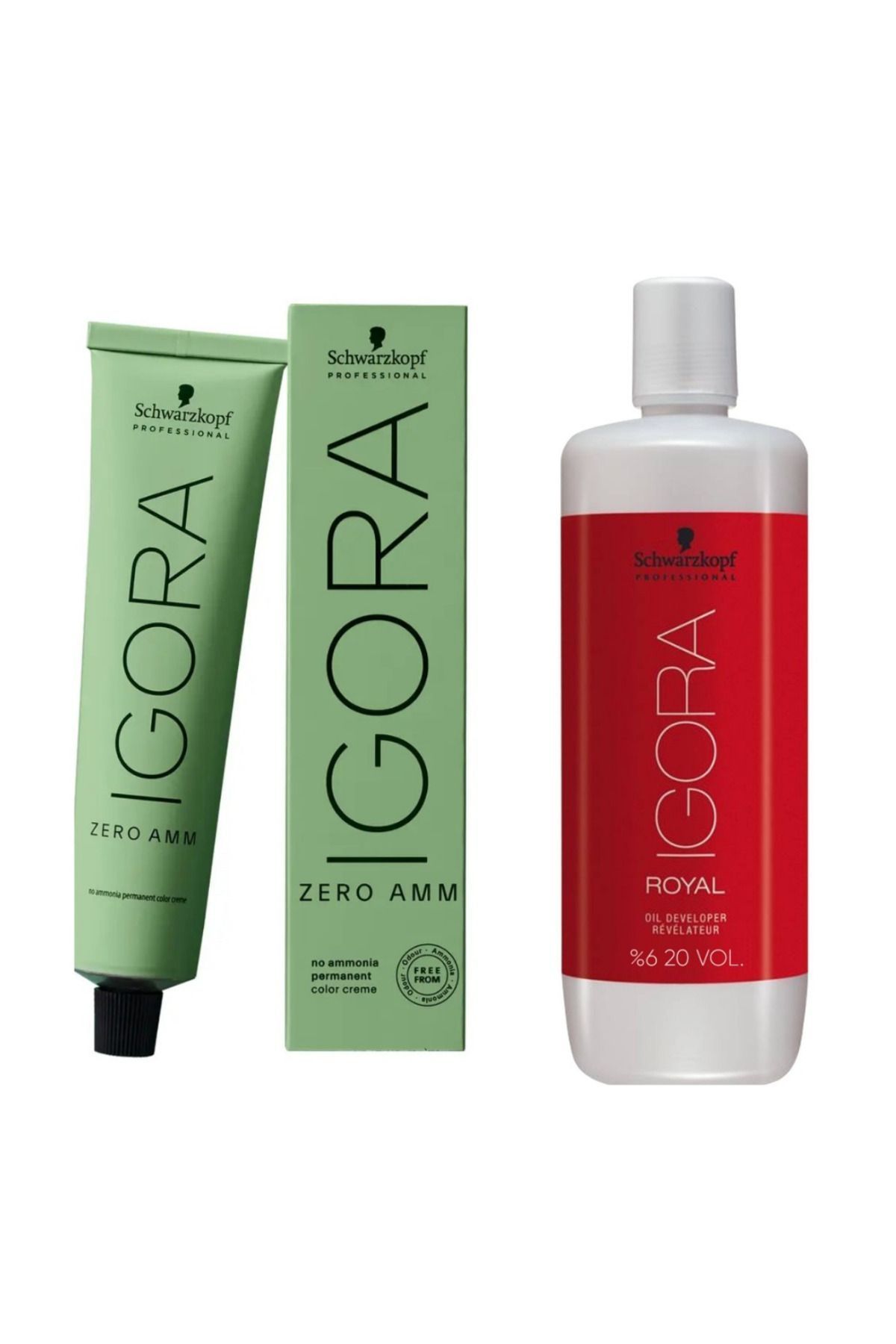 2 Adet Schwarzkopf Igora Zero Amm 9-50 Saç Boyası + Oksidan 1000 ml Amonyaksız %100 Beyaz Kapama