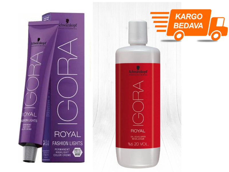 7 ADET Igora Royal Fashion Lights L-44 Bej Saç Boyası + 1L Oksidan