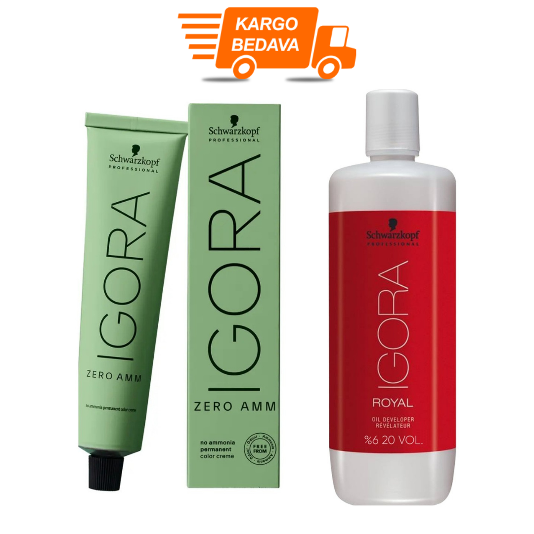 9 ADET Igora Zero Amm 8-46 Saç Boyası + 1L Oksidan - %100 Doğal Amonyaksız- %100 Beyaz Kapama- Ücretsiz Kargo