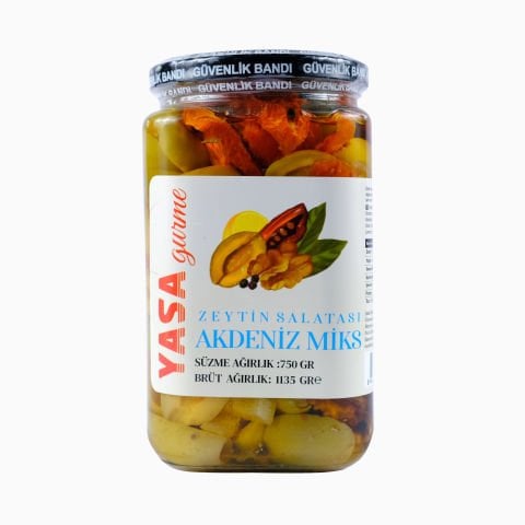 Yasa Zeytin Salatası Akdeniz Mix Cam Kavanoz 750 Gr