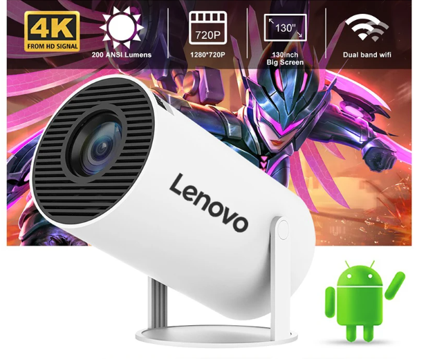 Lenovo HY300 yeni projektör 4K Android 11 WIFI6 BT5.0 1080P 1280*720P ev sineması TV ekran Projecteur açık taşınabilir Projetor