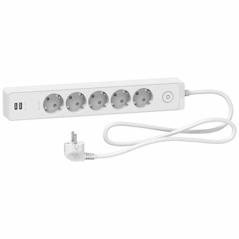 Schneider Electric Unica 5li 3 Metre USB Girişli Grup Priz Anahtarlı ST945U3W