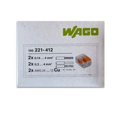 Wago 2 No Buat Klemensi Yaylı Tırnaklı 2x4mm 221-412 (100 Adet)
