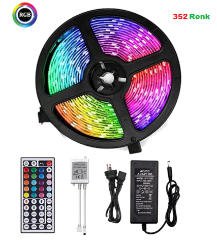 Cata Ct-4558 Rgb Şerit Led Seti ( 5 Mt Rgb Led 3 Renk + Trafo + Rgb Kumanda )