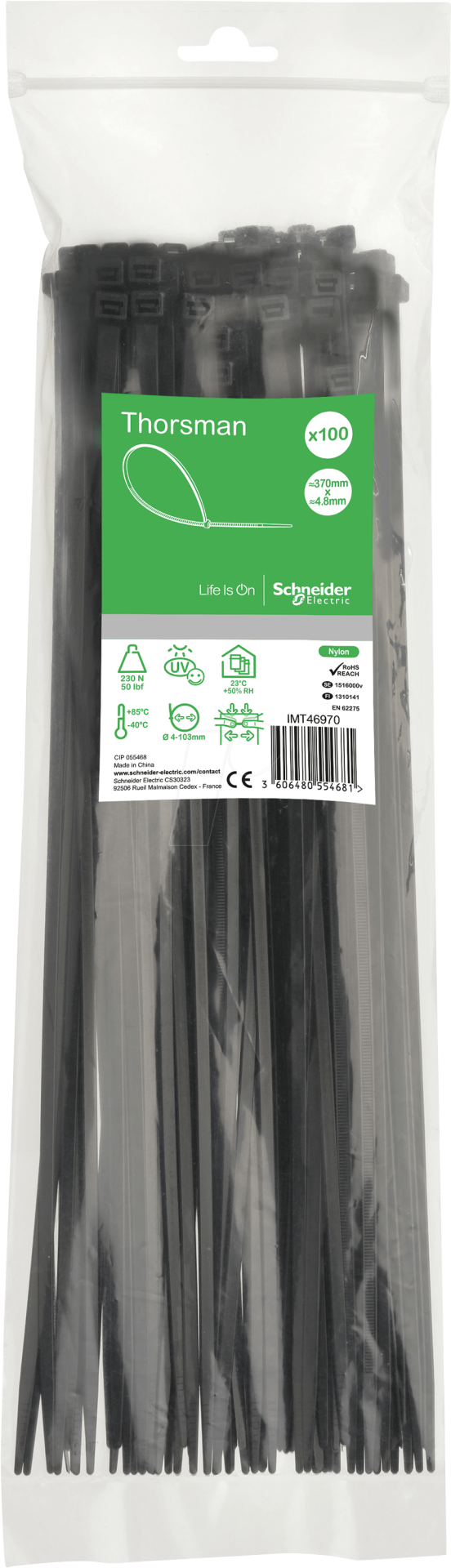 Schneider Thorsman 370 x 4,8mm Kablo Bağı Siyah IMT46970