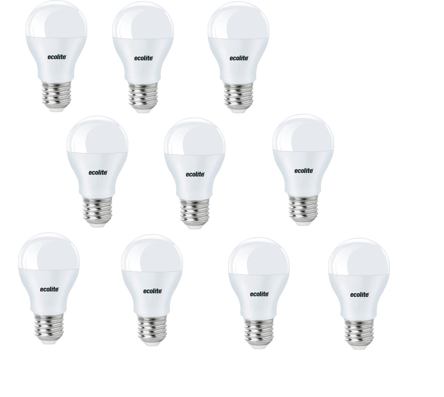 Ecolite 10 Adet 9W Günışığı 3000k Led Ampul E27 Duylu 810 Lümen