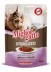 Miglior Gatto Steril Soslu Kuzulu ve Sebzeli Kedi Pouch 85Gr. 24'Lü