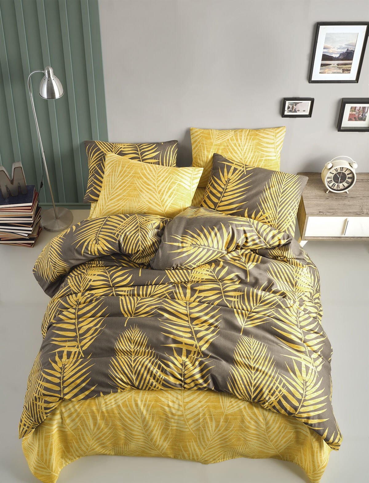 ALMOSS RANFORCE PAMUKLU PALM SARI NEVRESİM TAKIMI