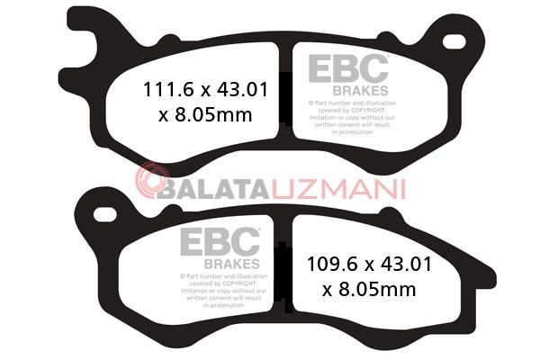 Peugeot Django 150 Allure/ Evasion / S / Sport (190mm Arka Disk) (2014-2018) Organik Ön Fren Balatasi EBC SFA603