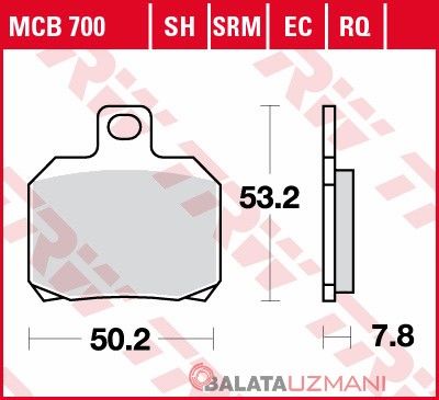 Ducati 1100 Hypermotard S/SP B1 (2007->2012) Arka Sinter Fren Balatasi TRW MCB700SH*