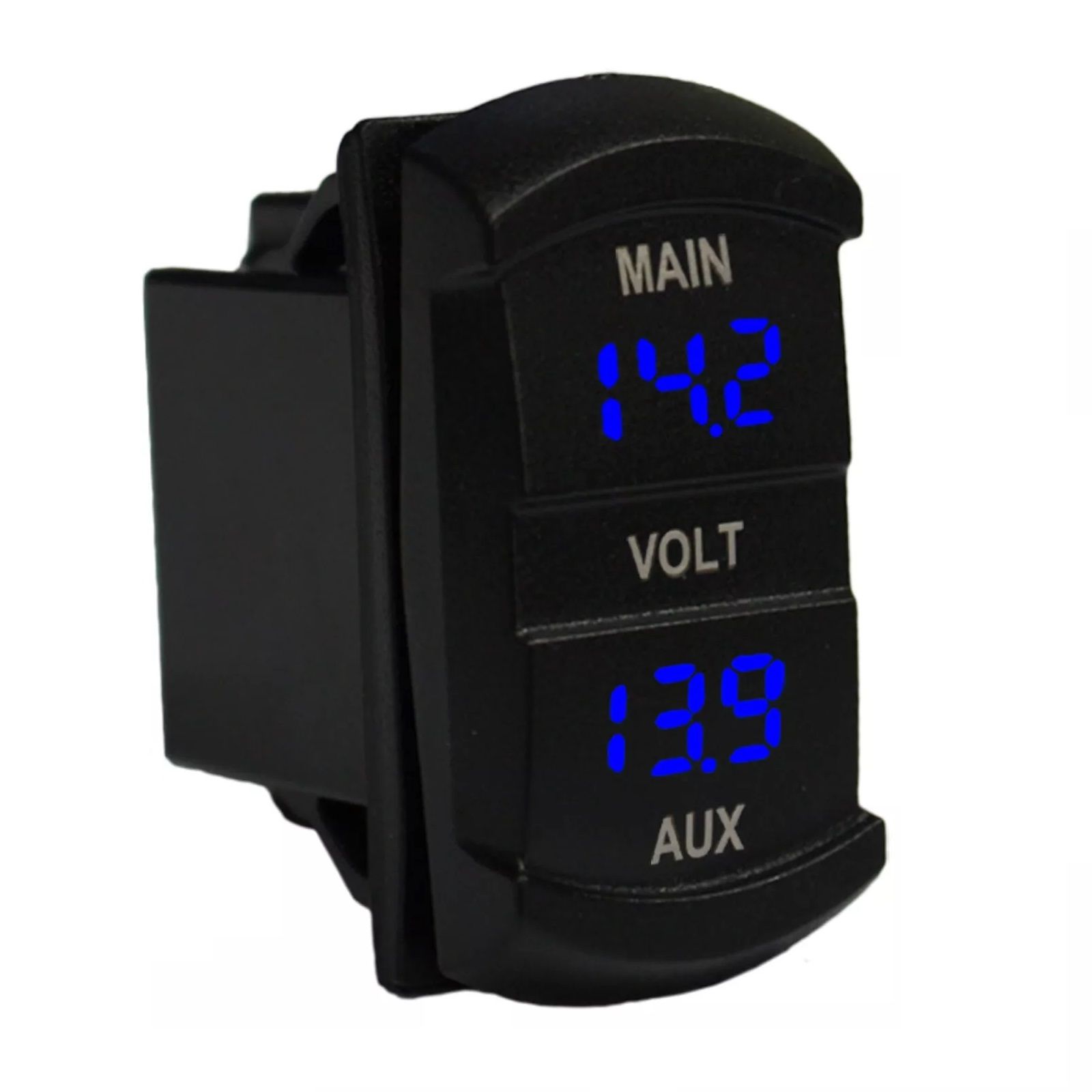 12V 24V DC Voltmetre Çift Gösterge Akü+Cihaz AUX Dikdörtgen Karavan Marine MT-UM04