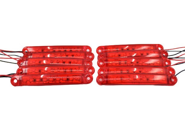10 Adet Kırmızı Parmak Lamba 9 Led Su Geçirmez 12V 24V