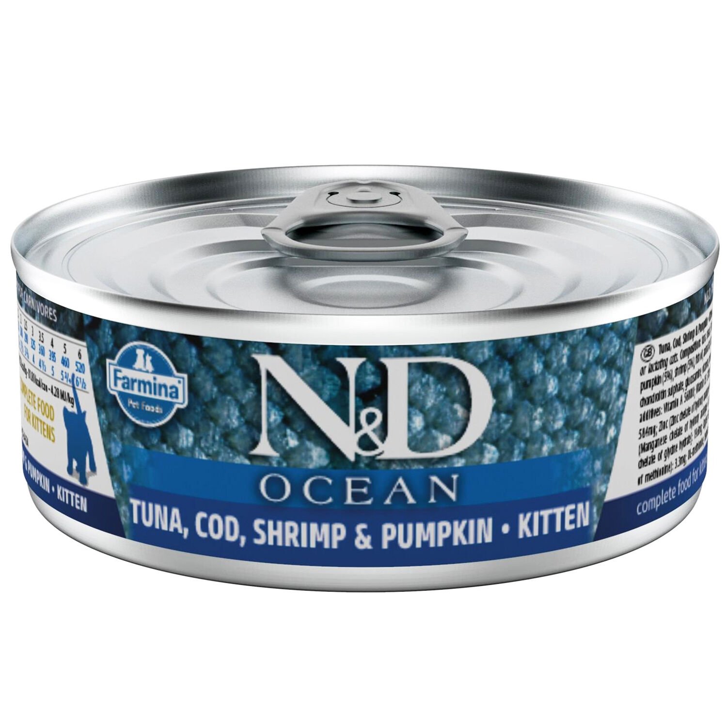 ND Ocean Ton Balığı Morina Balığı Karides Ve Balkabağı Yavru Ve Yetişkin Kedi Konservesi 80 gr