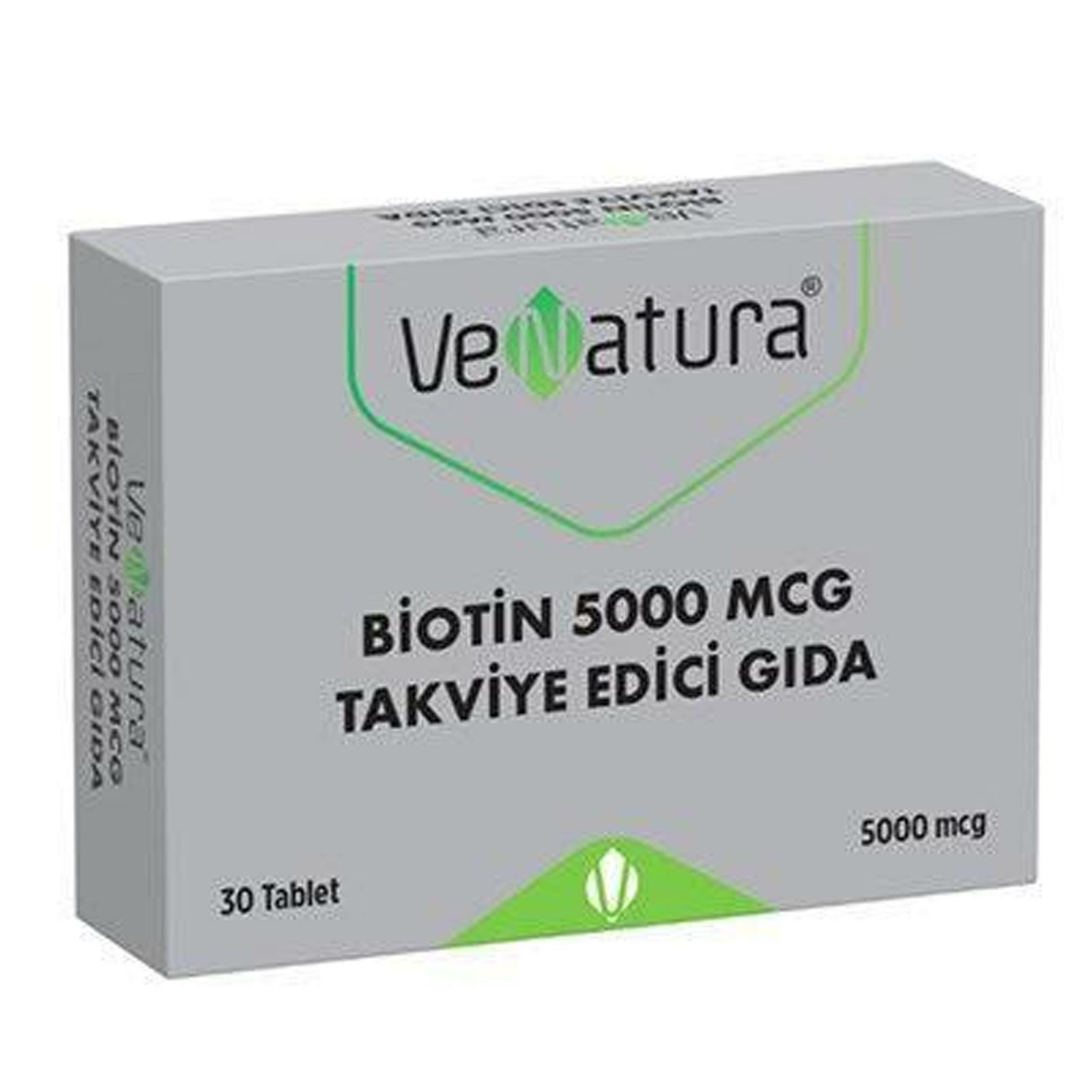 Venatura Biotin 5000 mcg Takviye Edici Gıda 30 Tablet