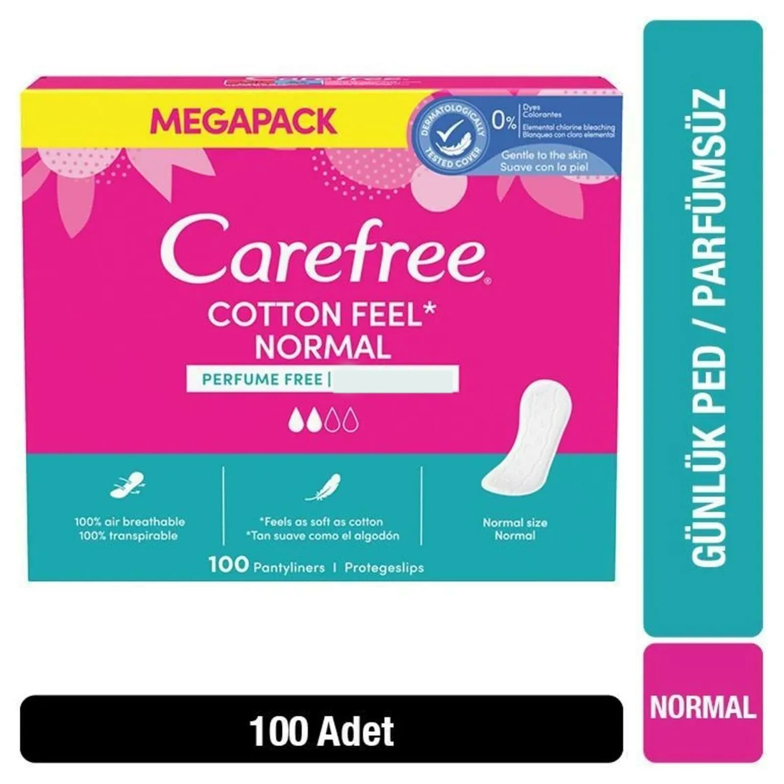 Carefree Cotton Feel Normal Parfümsüz Günlük Ped 100 lü