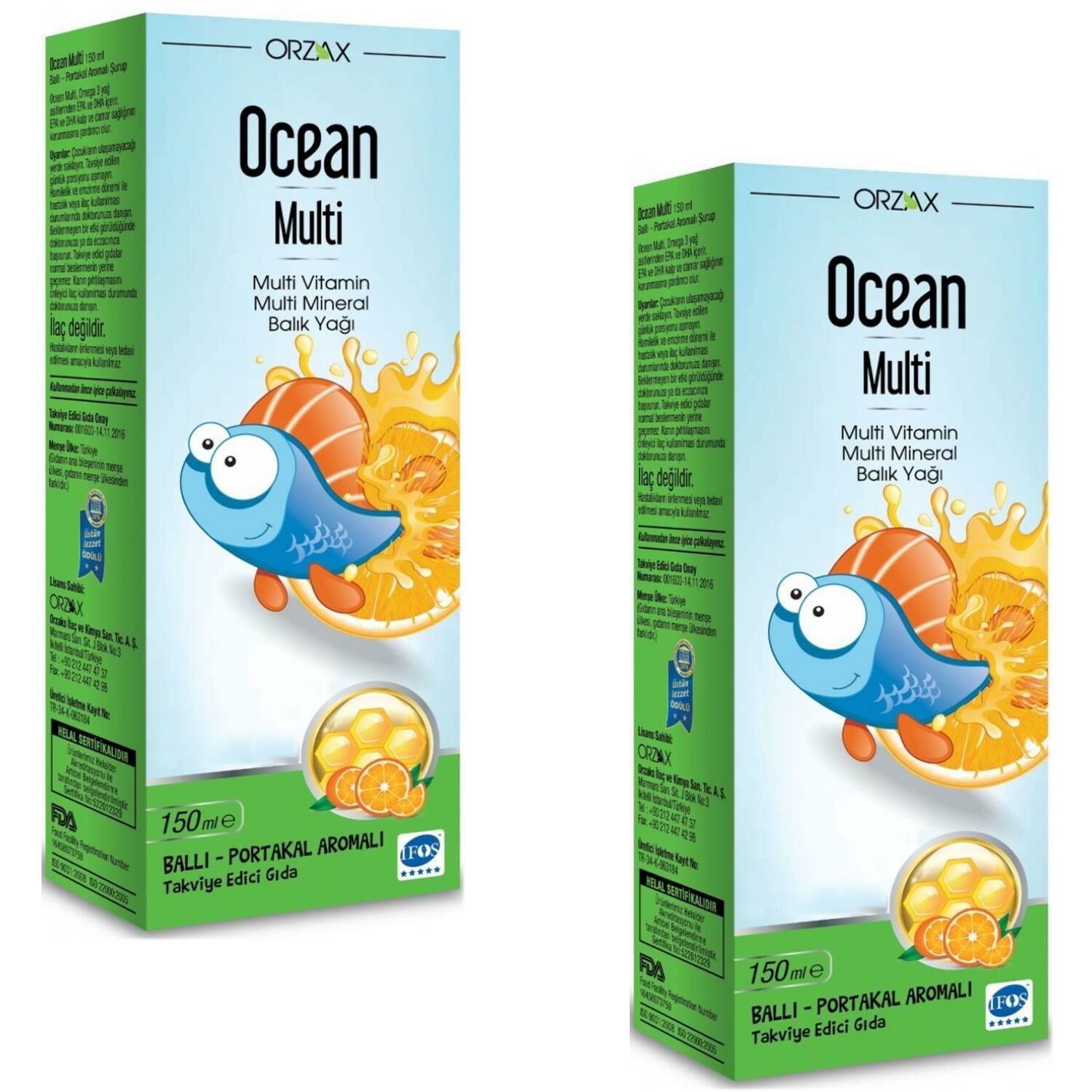 Ocean Multi Omega 3 Bal İlaveli 150 ml 2 ADET