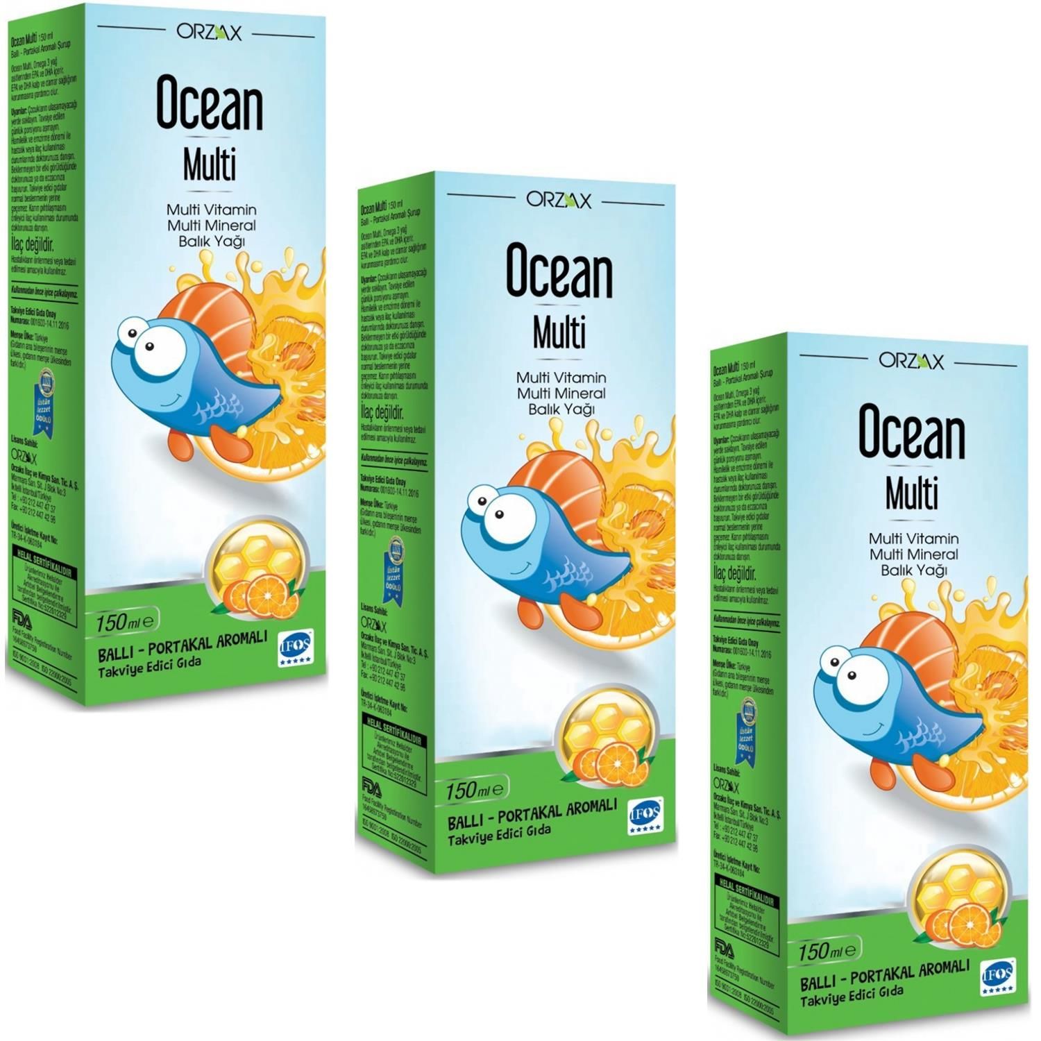 Ocean Multi Omega 3 Bal İlaveli 150 ml 3 ADET