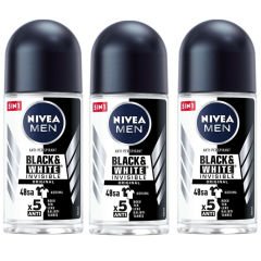 Nivea Men Invisible Black White Original Erkek Deodorant Roll-on 50 ml 3 ADET