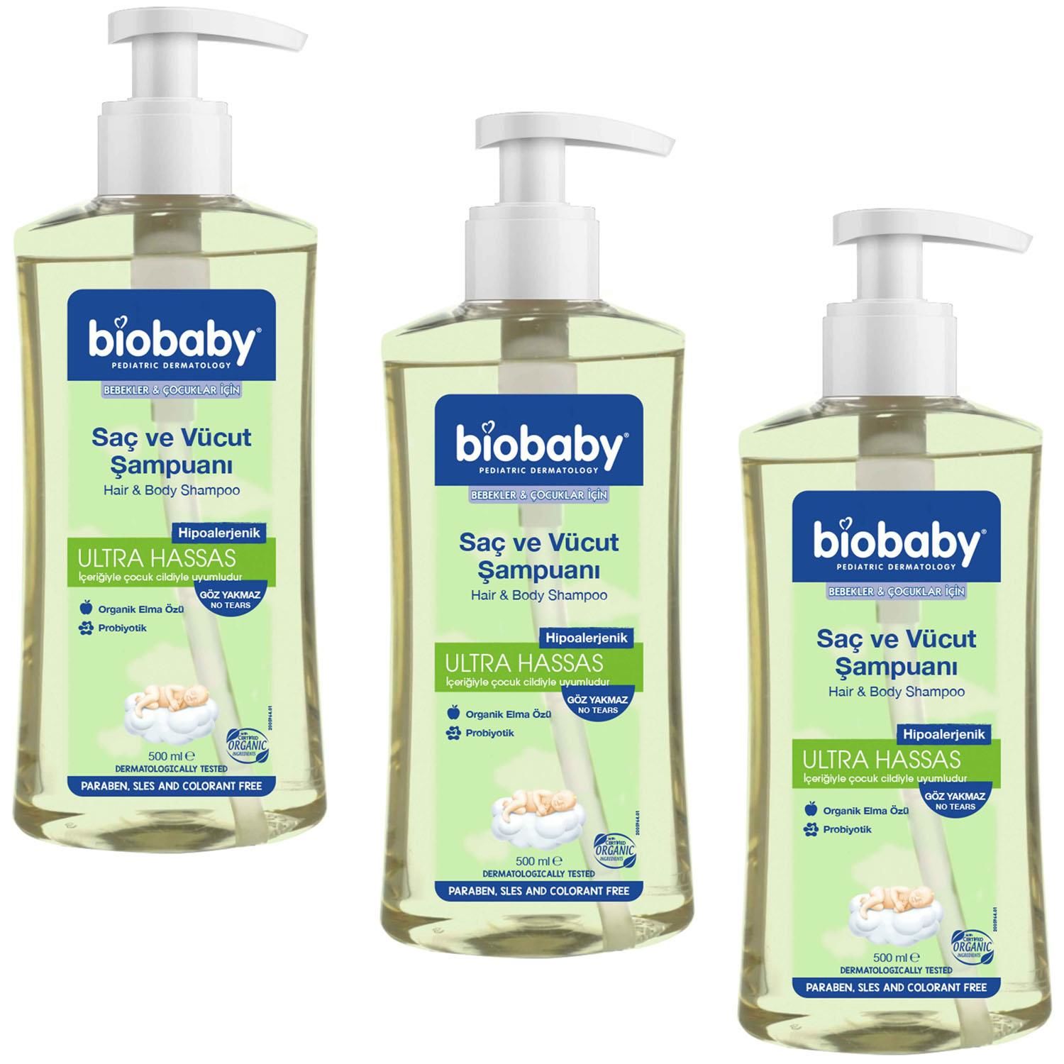 Biobaby Ultra Hassas Bebek Saç Ve Vücut Şampuanı 500 ml 3 ADET