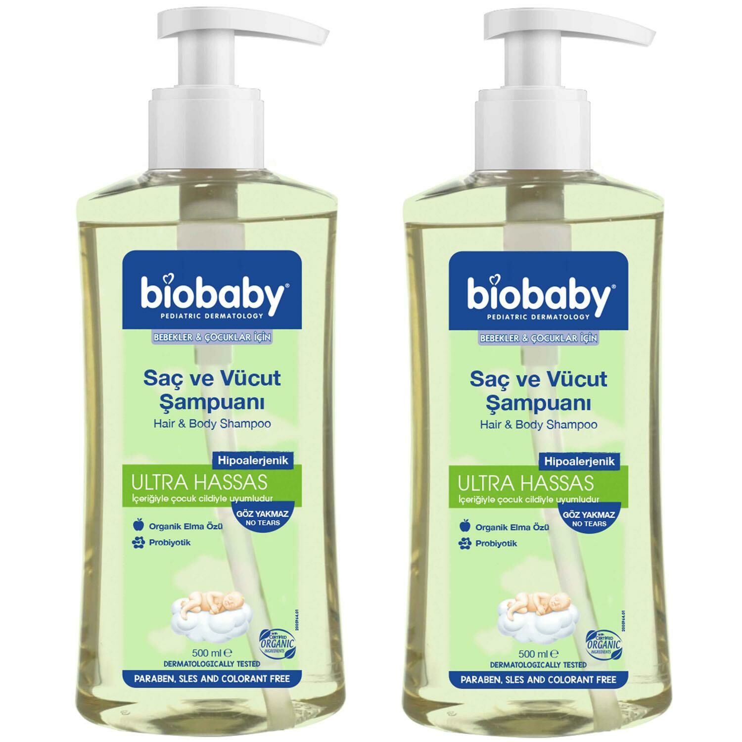 Biobaby Ultra Hassas Bebek Saç Ve Vücut Şampuanı 500 ml 2 ADET