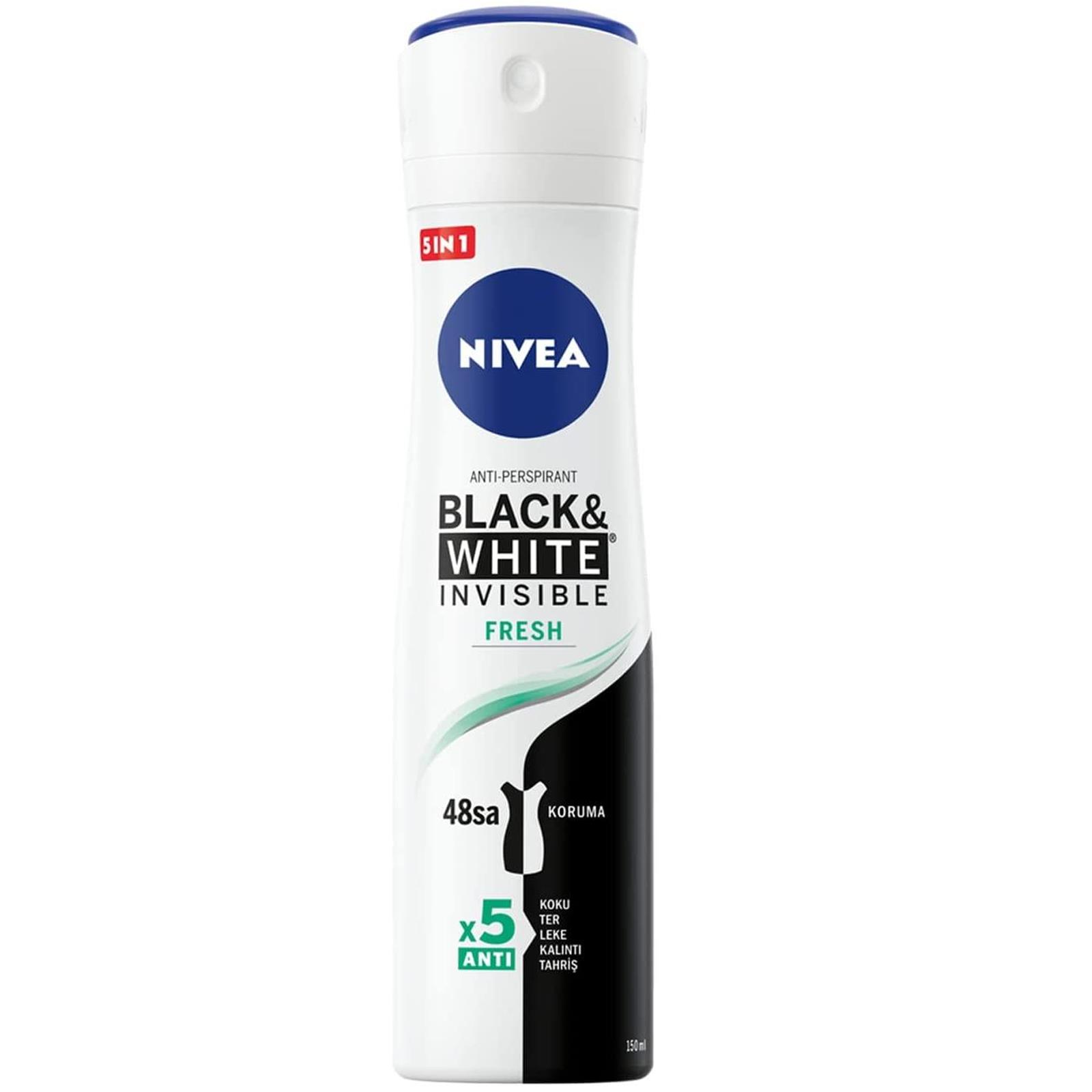 Nivea Invisible Fresh Black White Kadın Deodorant Sprey 150 ml