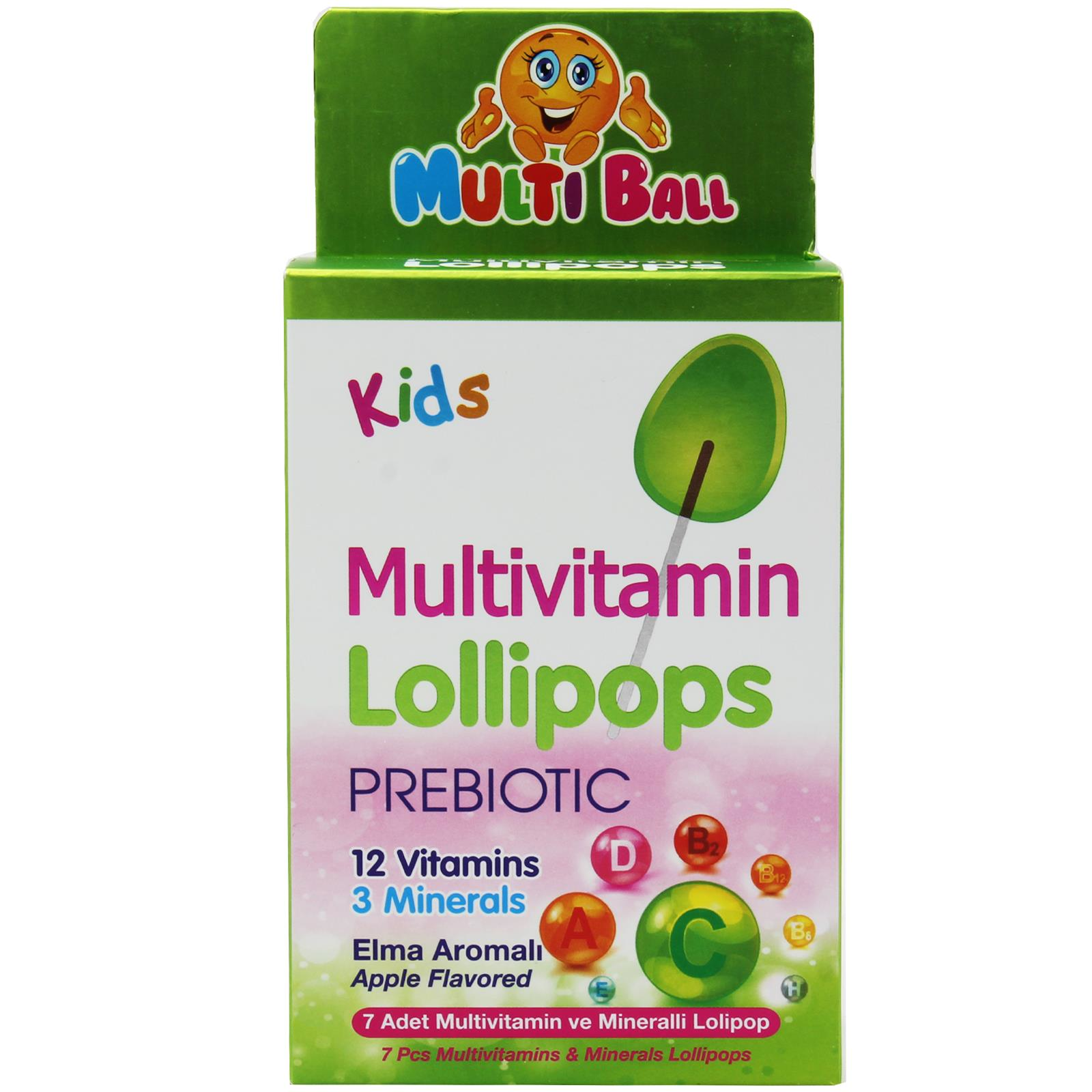 Multi Ball Kids Multivitamin Ve Prebiyotik Lollipops 7 Adet