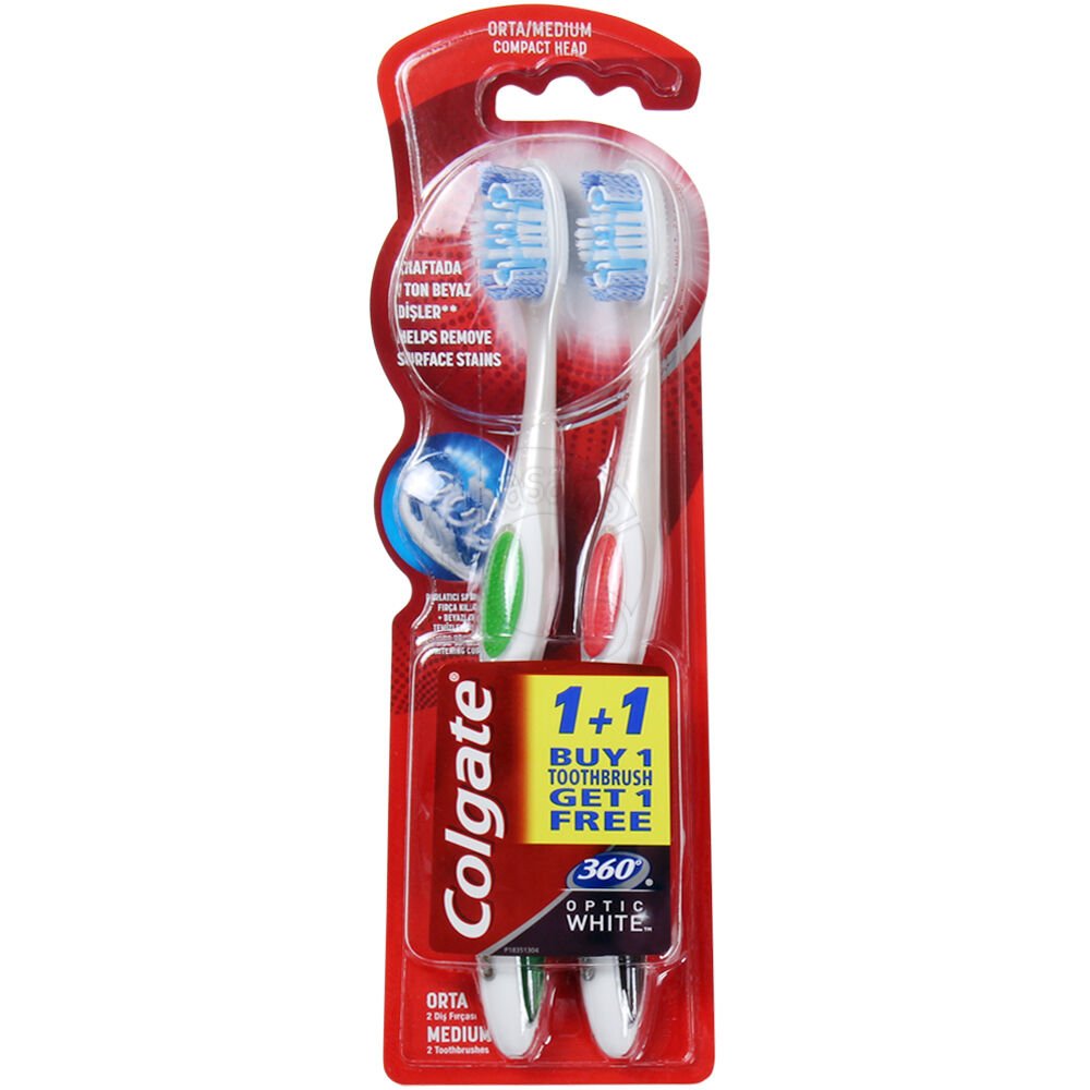 Colgate 360 Optik Beyaz Diş Fırçası Orta 1+1