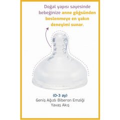 Bebedor Geniş Ağız Silikon Biberon Emziği Yavaş Akış +0 Ay