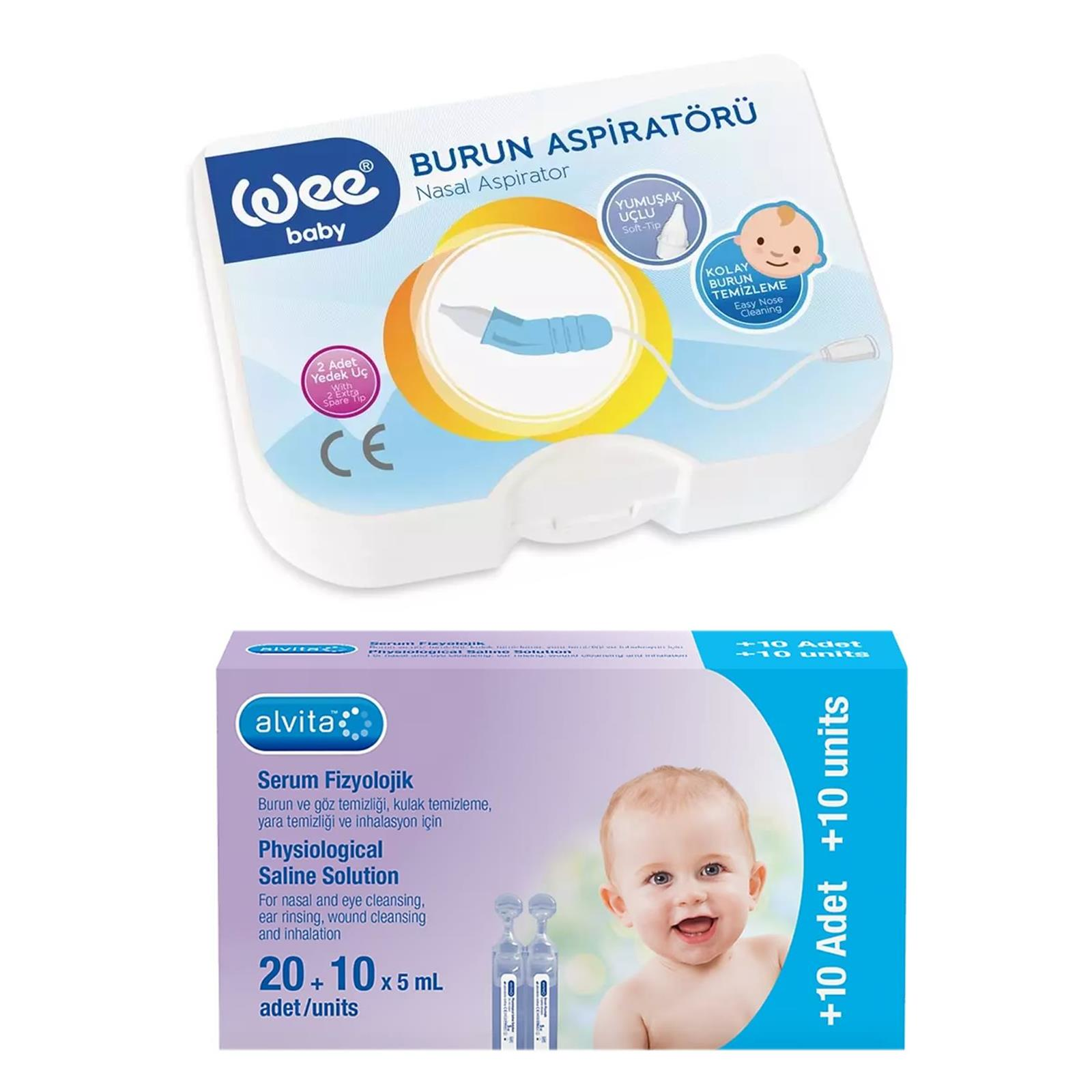 Wee Baby Nasal Burun Aspiratörü + Alvita Serum Fizyolojik 30 Flakon 5 ml HEDİYE