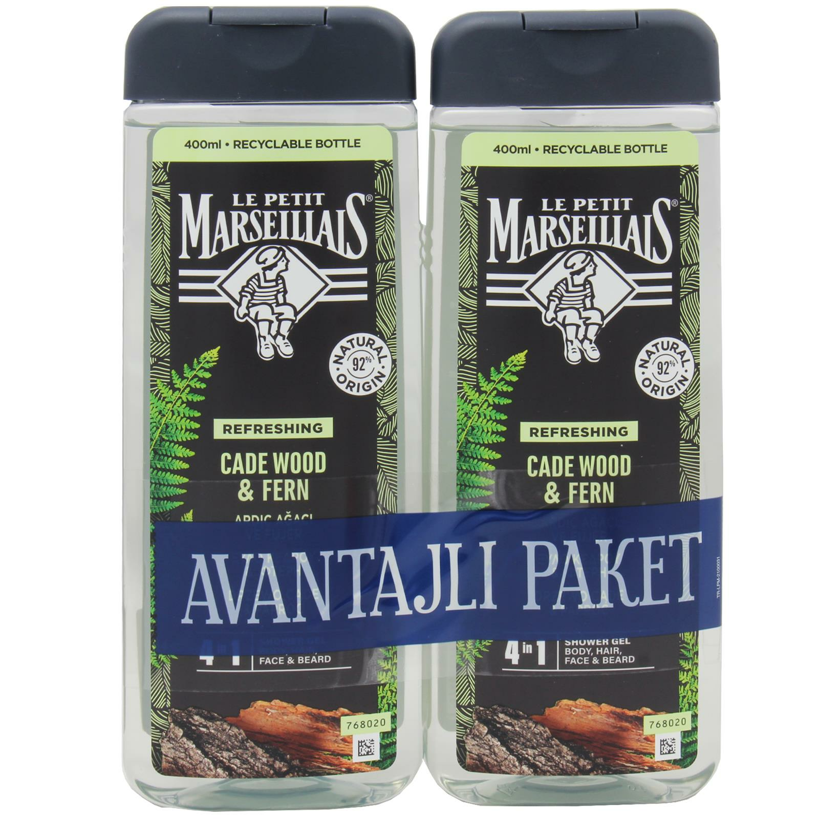 Le Petit Marseillais For Men Ardıç Ağacı Ve Fujer Duş Jeli 2 x 400 ml