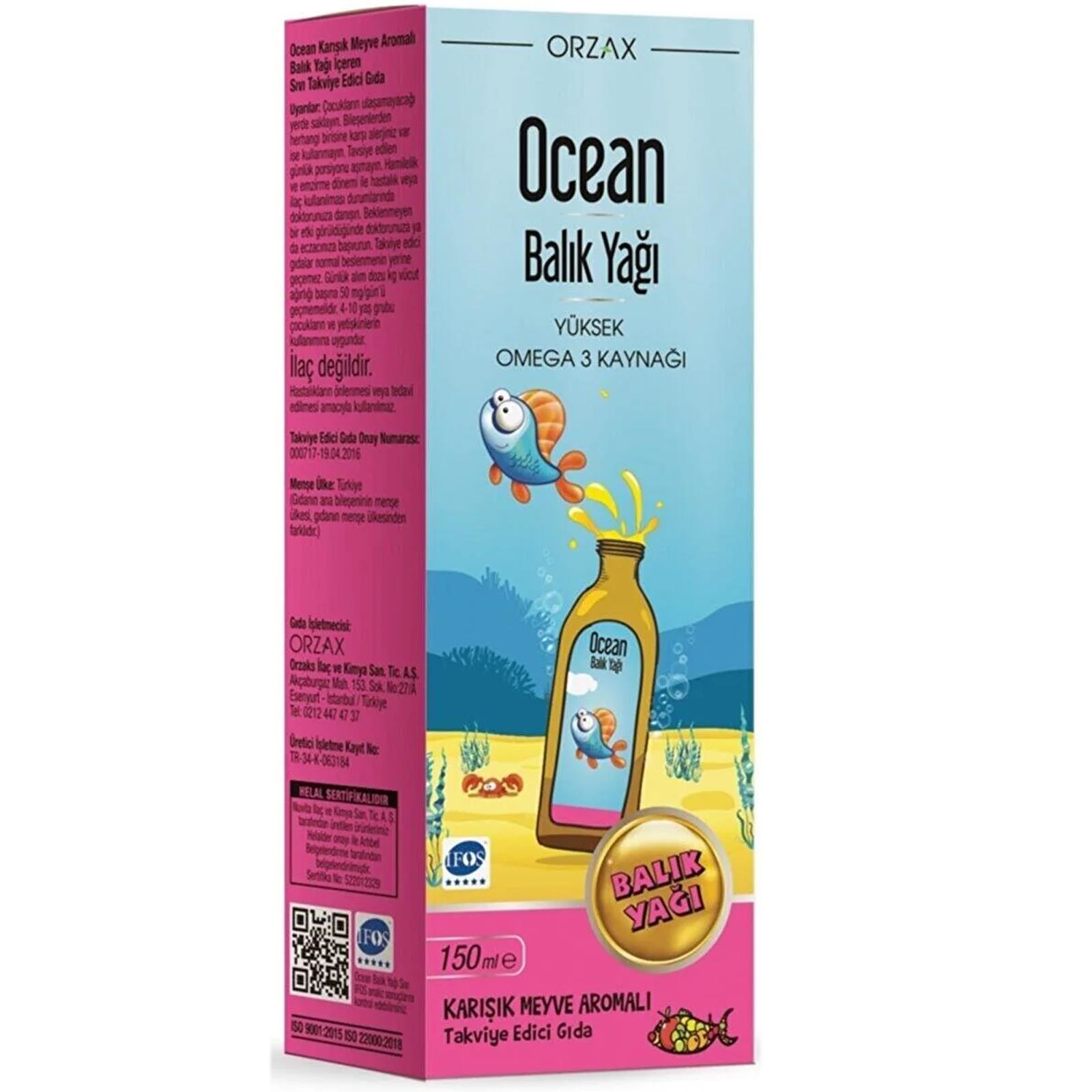 Ocean Balık Yağı Karışık Meyve Aromalı 150 ml