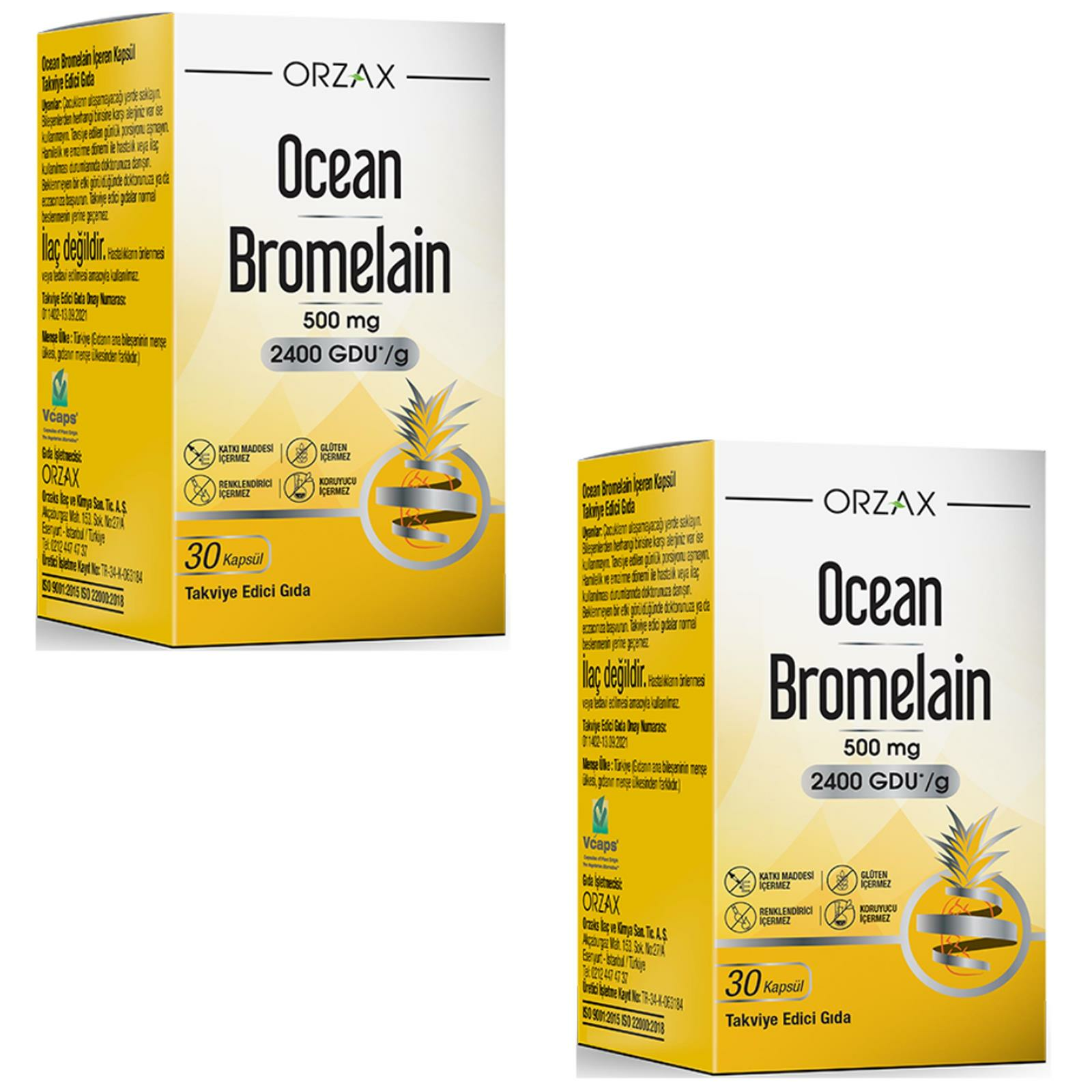 Ocean Bromelain 500 Mg Takviye Edici Gıda 30 Kapsül 2 ADET