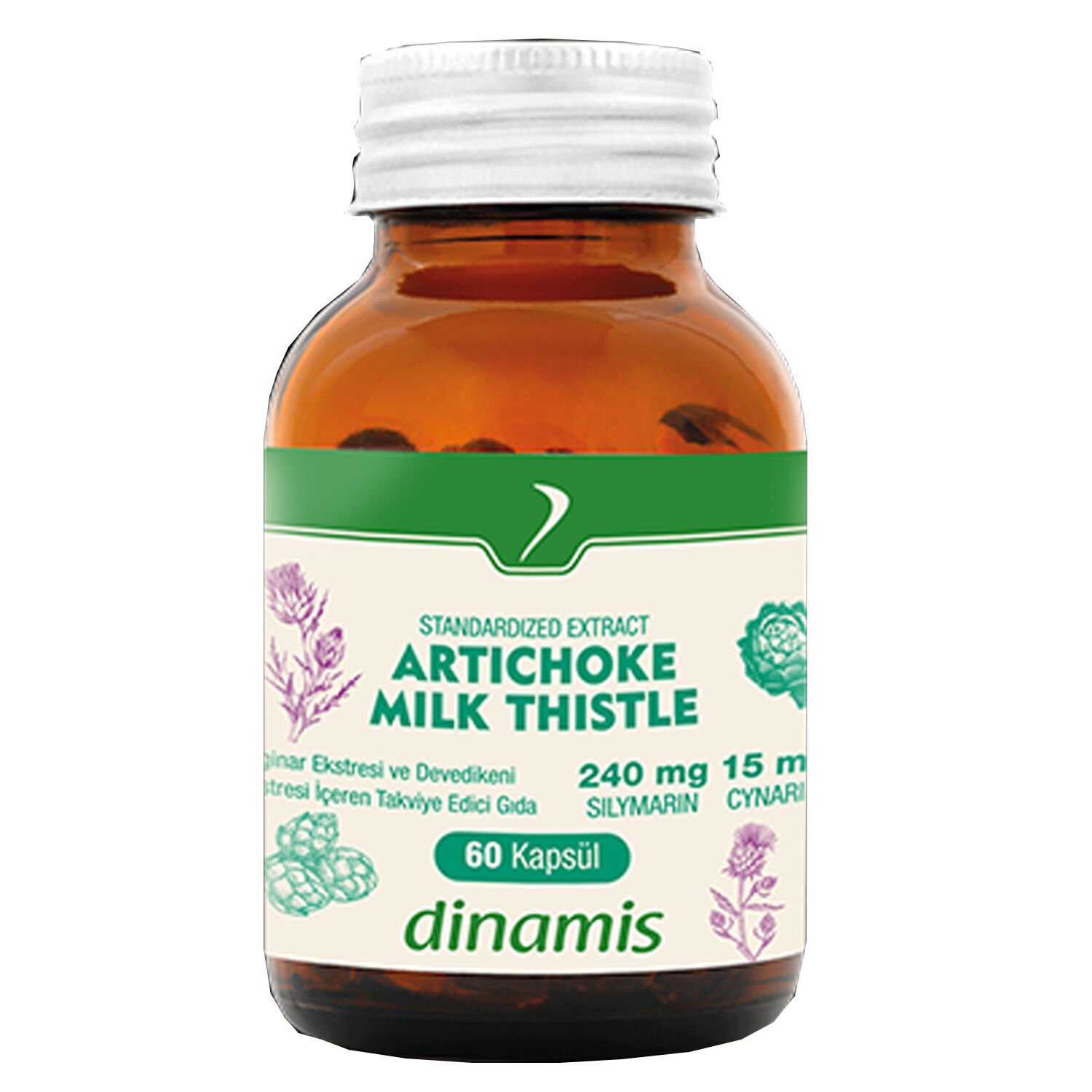 Dinamis Standardized Extract Artichoke Milk Thistle 60 Kapsül
