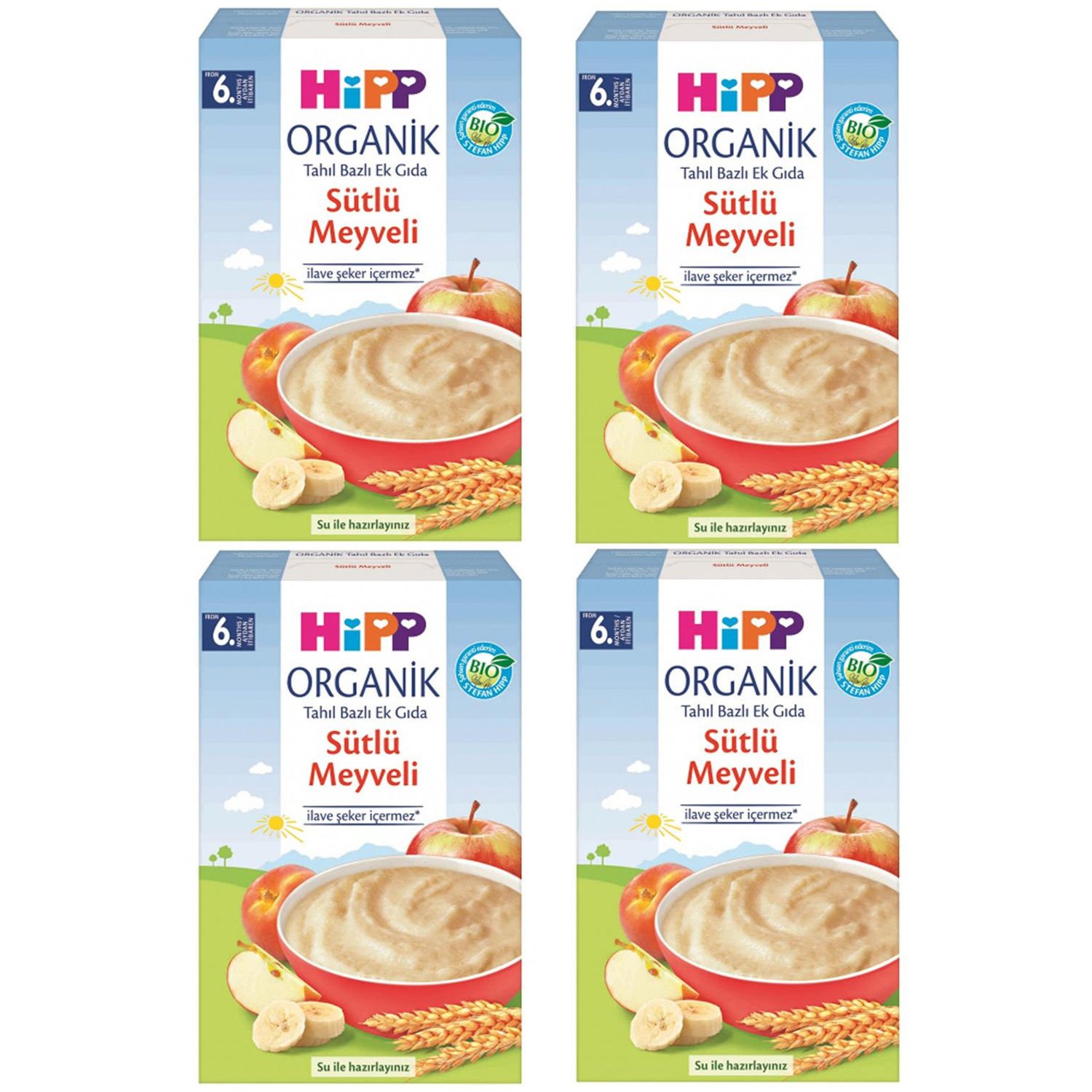 Hipp Organik Sütlü Meyveli 6+ Ay Kaşık Maması 250 gr 4 ADET