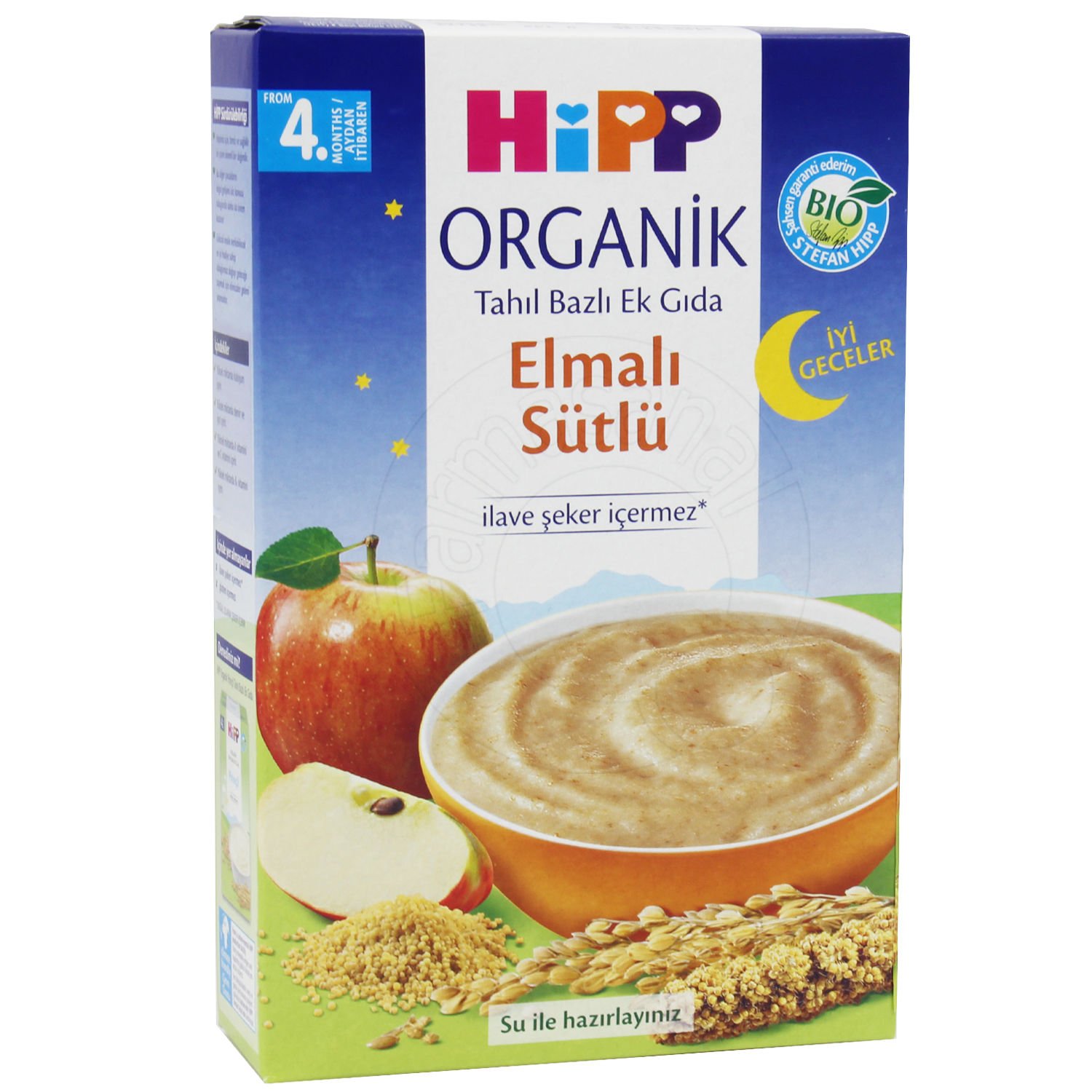 Hipp Organik İyi Geceler Elmalı Sütlü 4+ Ay Kaşık Maması 250 gr (SKT 31/05/2024)